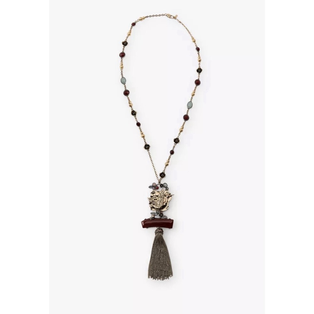 Zara Bird Resin Gold Chain‎ Flower Bohemian Artsy Statement Necklace Hippie